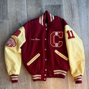 Maroon and Yellow Varsity Jacket AS